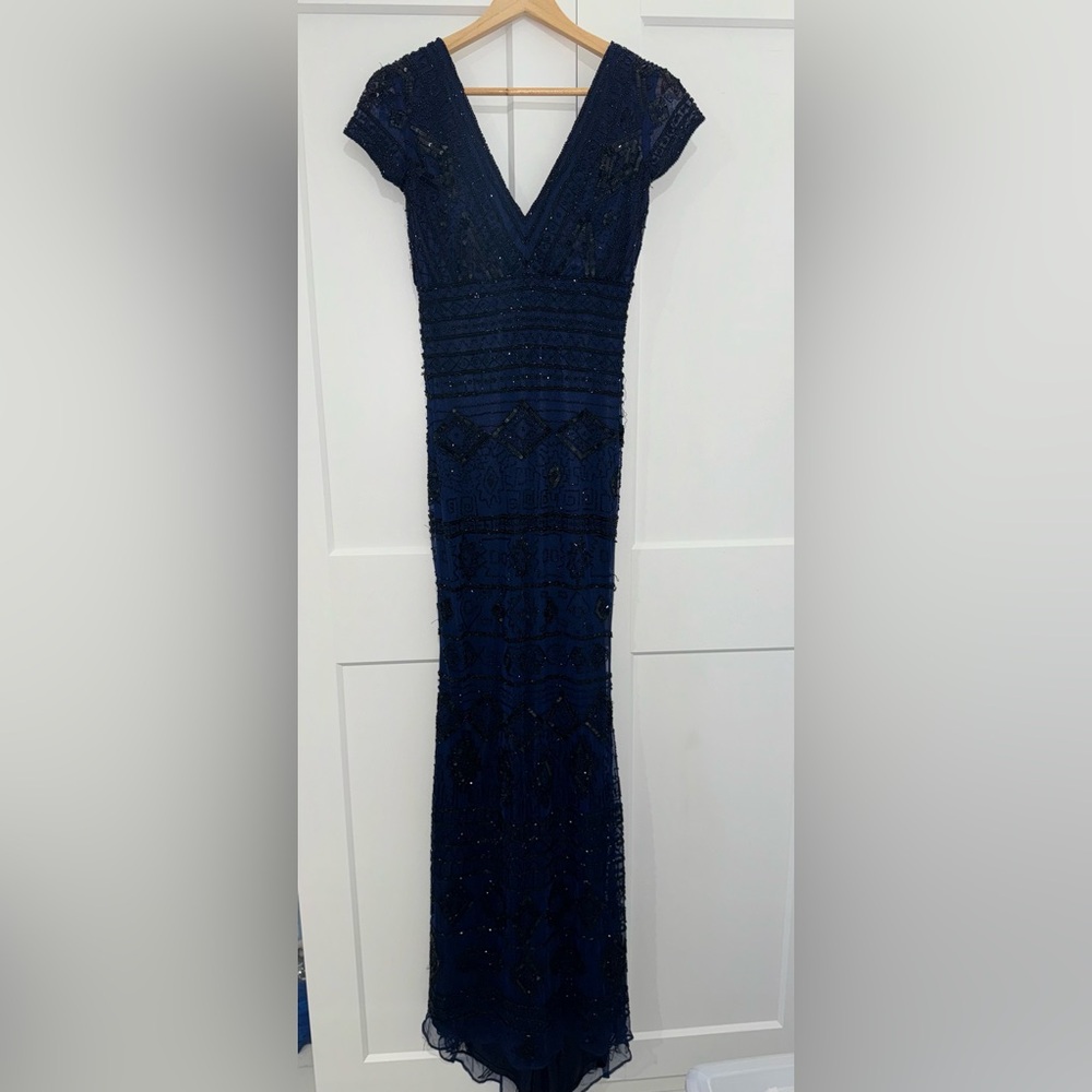Custom Navy Blue Beaded Gown